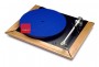 Niebieska mata gramofonowa Rega na gramofonie Rega P5 (model gramofonu wycofany z produkcji)
